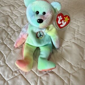 Ty Pastel Tie-Dye “Peace” Bear Plush